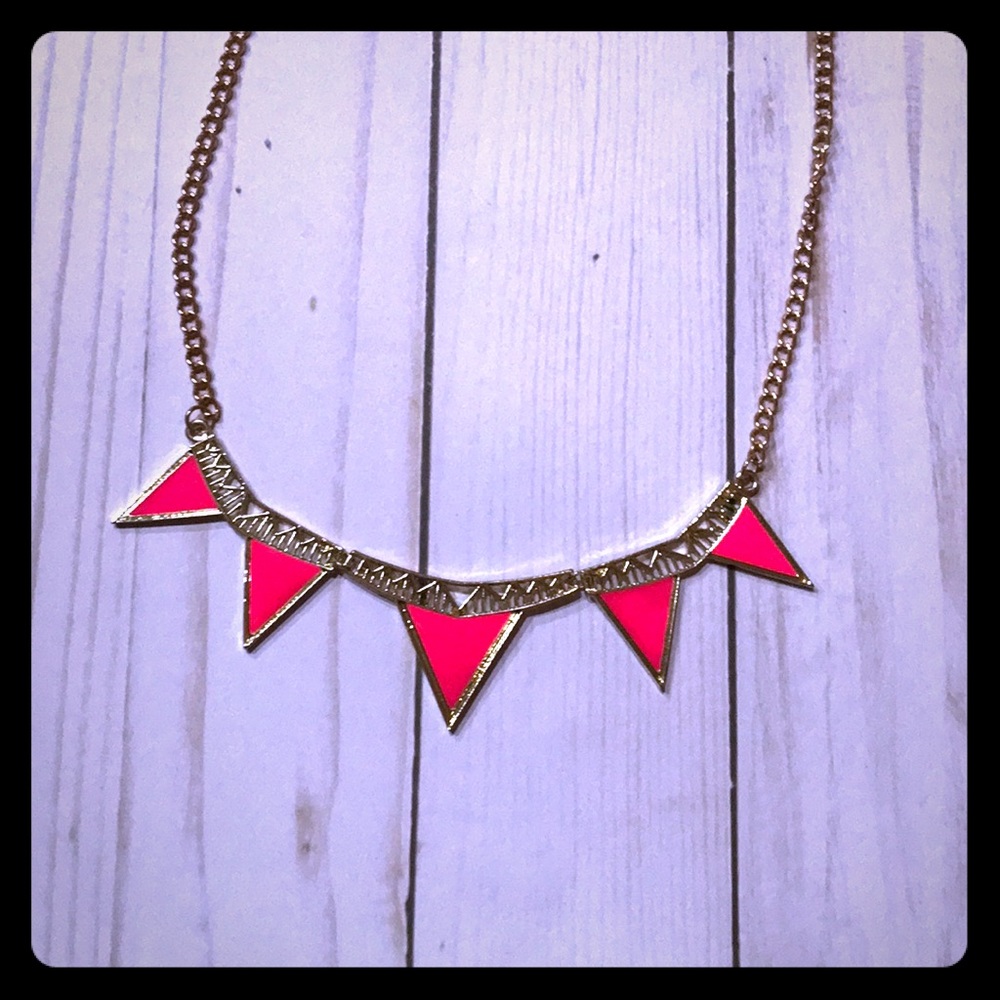 Hot pink triangle necklace